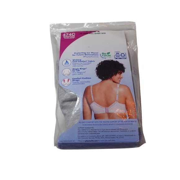 Playtex 18 Hour Ultimate Lift & Support Wireless Full Coverage Bra Sz 36C Gray - Picture 9 of 10